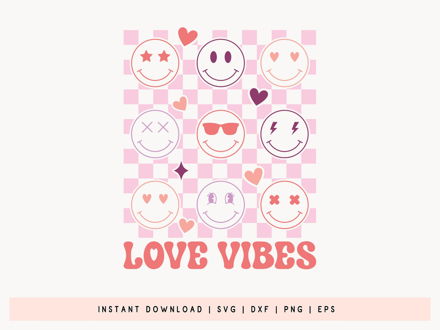 Retro Valentine SVG Cut File - Love Vibes