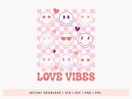 Retro Valentine SVG Cut File - Love Vibes