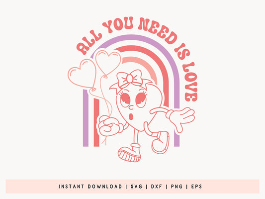 Retro Valentine SVG Graphic - All You Need Is Love