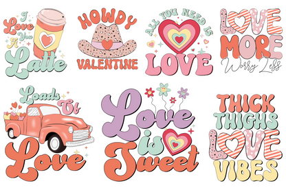 Retro Valentine Sublimation PNG Bundle