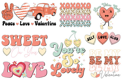 Retro Valentine Sublimation PNG Bundle