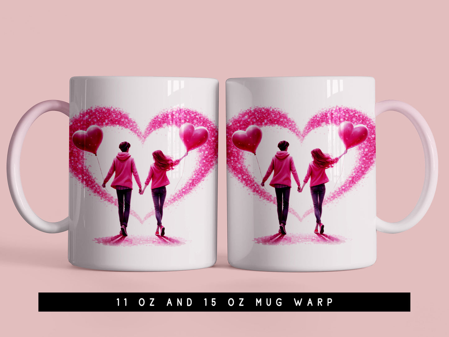 Romantic Valentine's Day Mug Wrap PNG