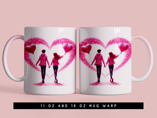 Romantic Valentine's Day Mug Wrap PNG