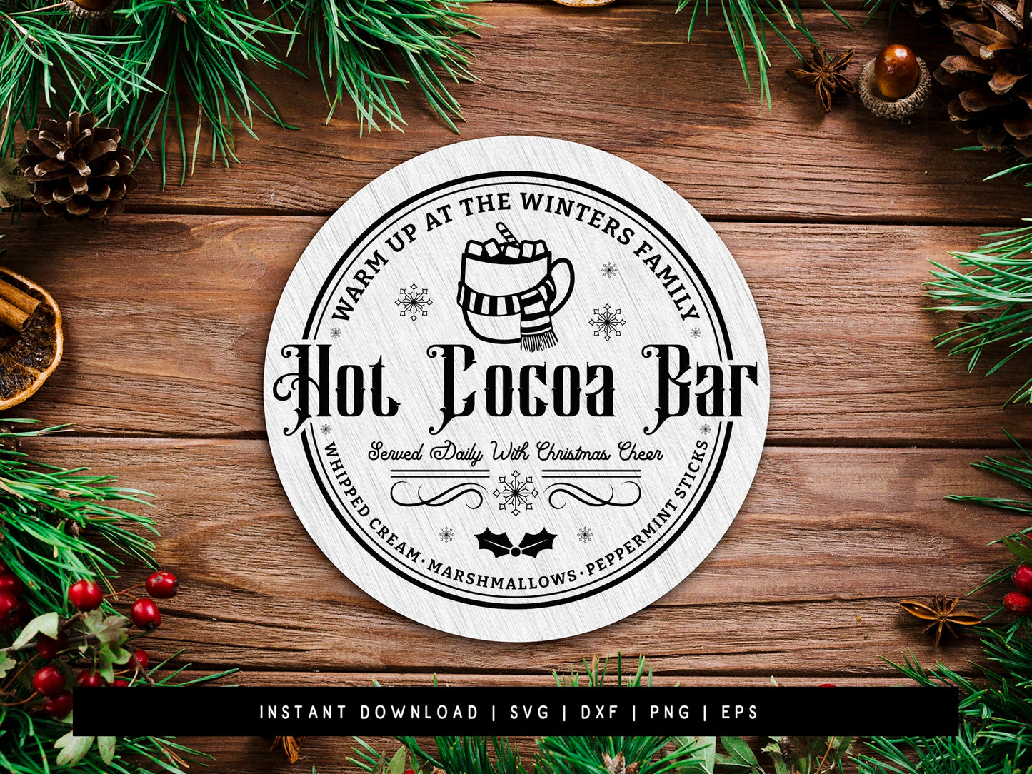 Round Hot Cocoa Bar Sign SVG Design