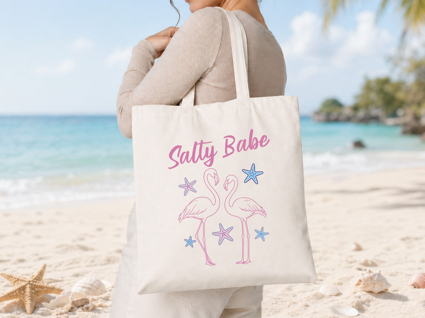 Salty Babe, Coastal Summer Flamingo PNG Design