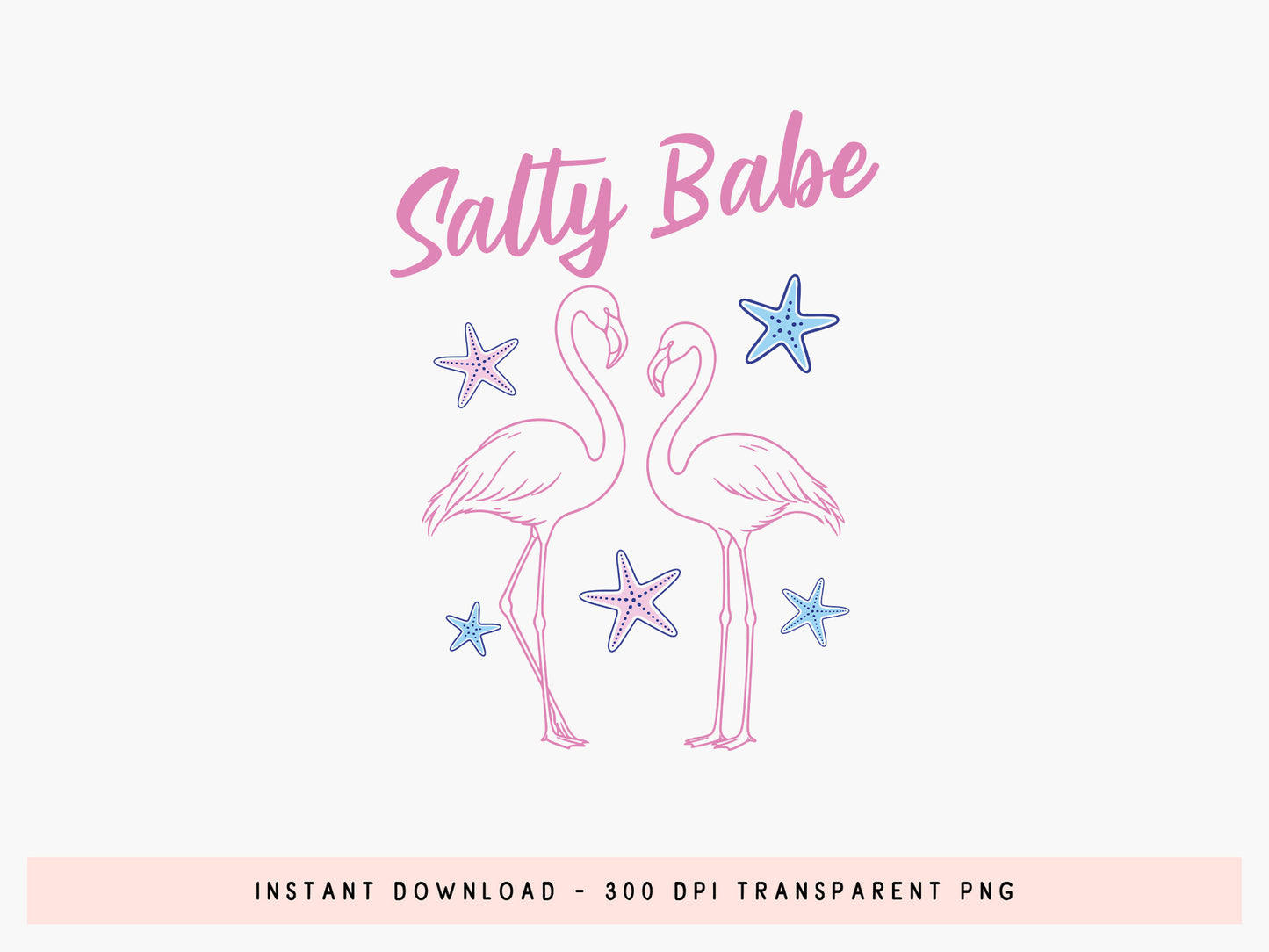 Salty Babe, Coastal Summer Flamingo PNG Design