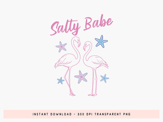 Salty Babe, Coastal Summer Flamingo PNG Design