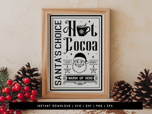 Santa's Choice Hot Cocoa Wood Sign SVG File