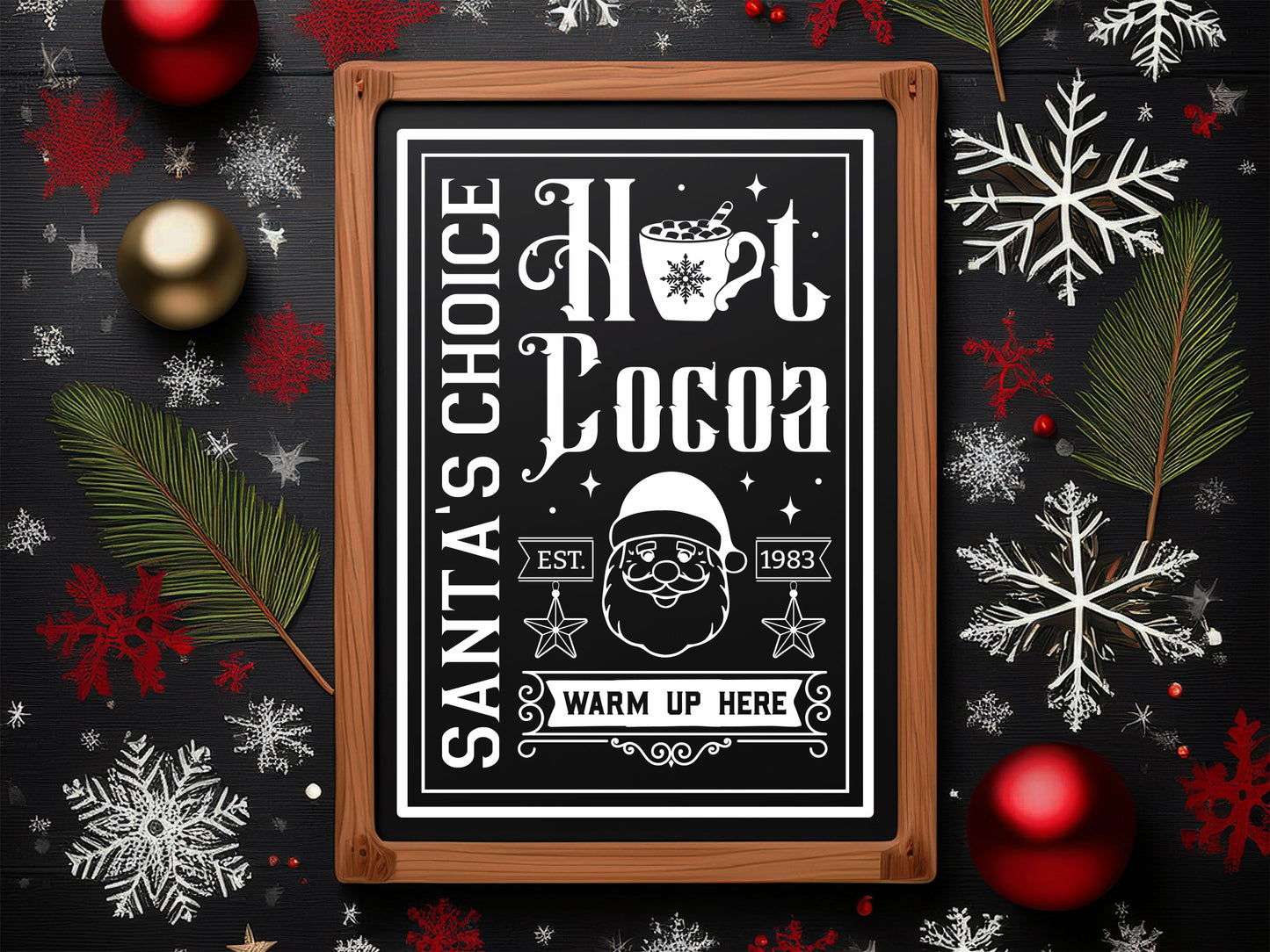 Santa's Choice Hot Cocoa Wood Sign SVG File