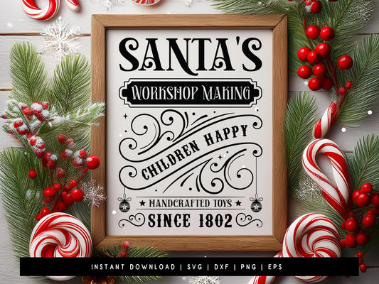 Santa's Workshop  - Farmhouse Christmas Sign SVG