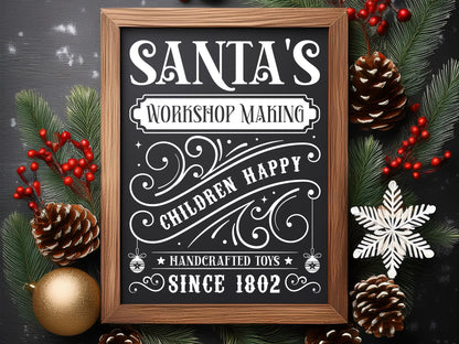 Santa's Workshop  - Farmhouse Christmas Sign SVG