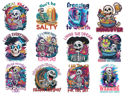 Sarcastic Skeleton PNG Sublimation Bundle