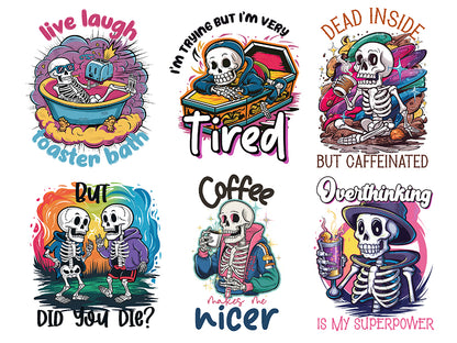 Sarcastic Skeleton PNG Sublimation Bundle