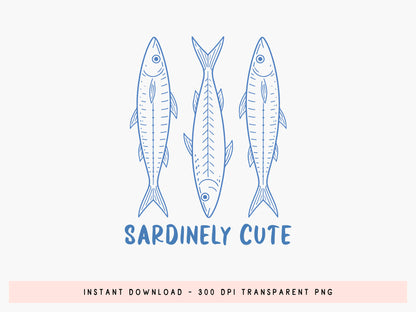 Sardinely Cute, Coastal Summer Sardine PNG Sublimation