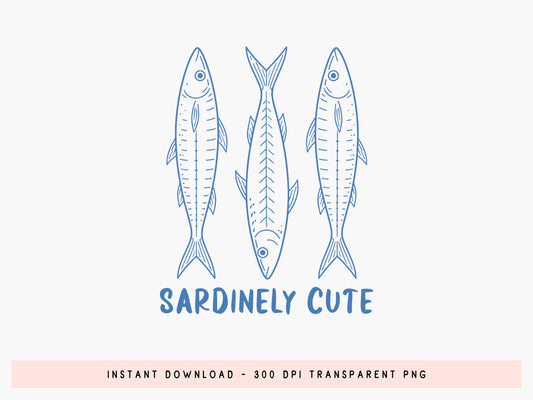 Sardinely Cute, Coastal Summer Sardine PNG Sublimation