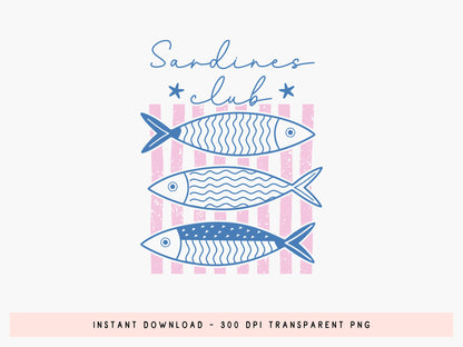 Sardines Club, Coastal Summer PNG Design