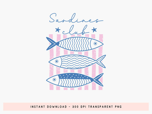 Sardines Club, Coastal Summer PNG Design