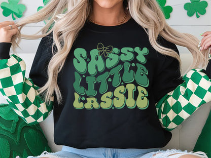 Sassy Little Lassie, Retro Girl St Patrick's Day SVG