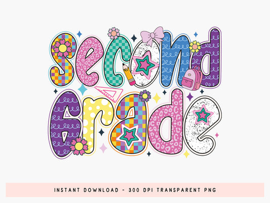 Second Grade, Back to School Preppy Sublimation