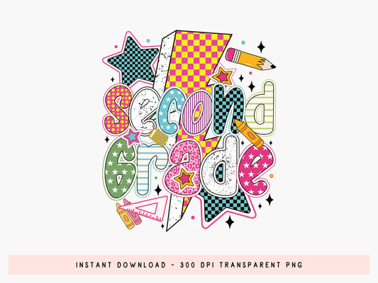 Second Grade, Preppy Back to School Sublimation