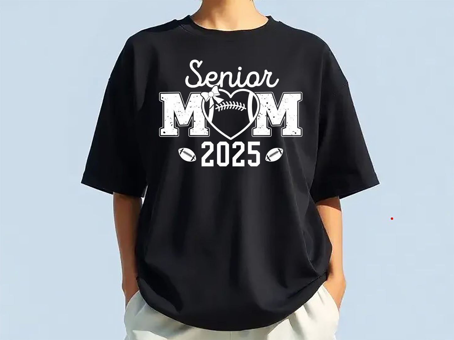 Senior Mom 2025 - Handcrafted Retro Football SVG