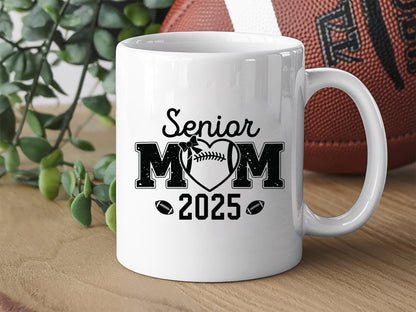 Senior Mom 2025 - Handcrafted Retro Football SVG