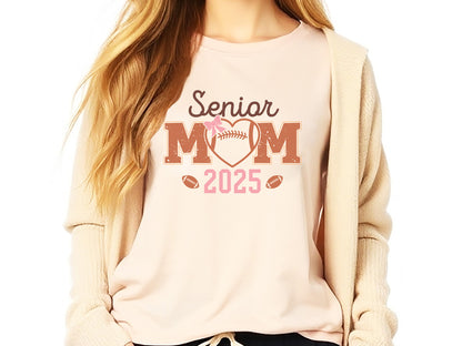 Senior Mom 2025 - Handcrafted Retro Football SVG