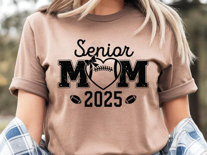 Senior Mom 2025 - Handcrafted Retro Football SVG