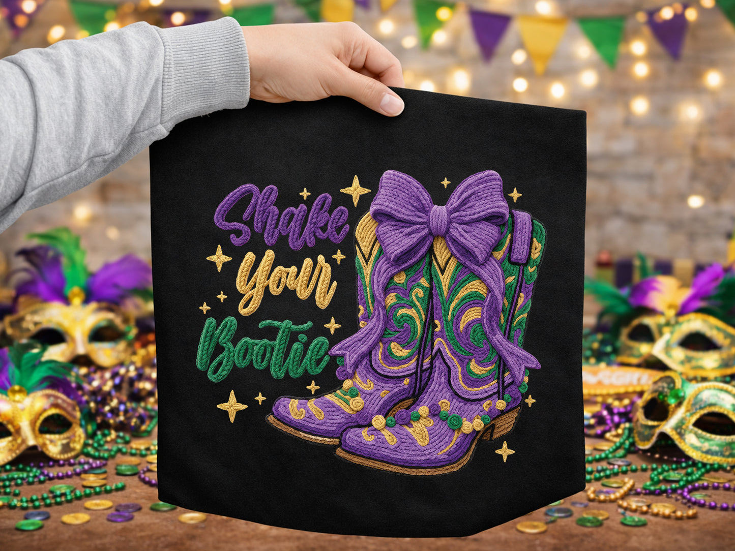 Shake Your Bootie - Faux Yarn Mardi Gras PNG