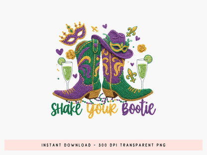 Shake Your Bootie, Faux Yarn Mardi Gras Sublimation