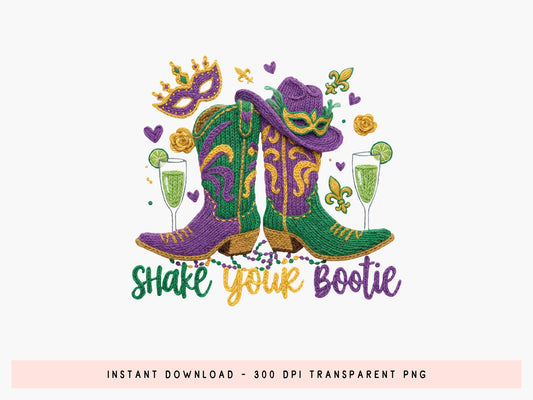 Shake Your Bootie, Faux Yarn Mardi Gras Sublimation