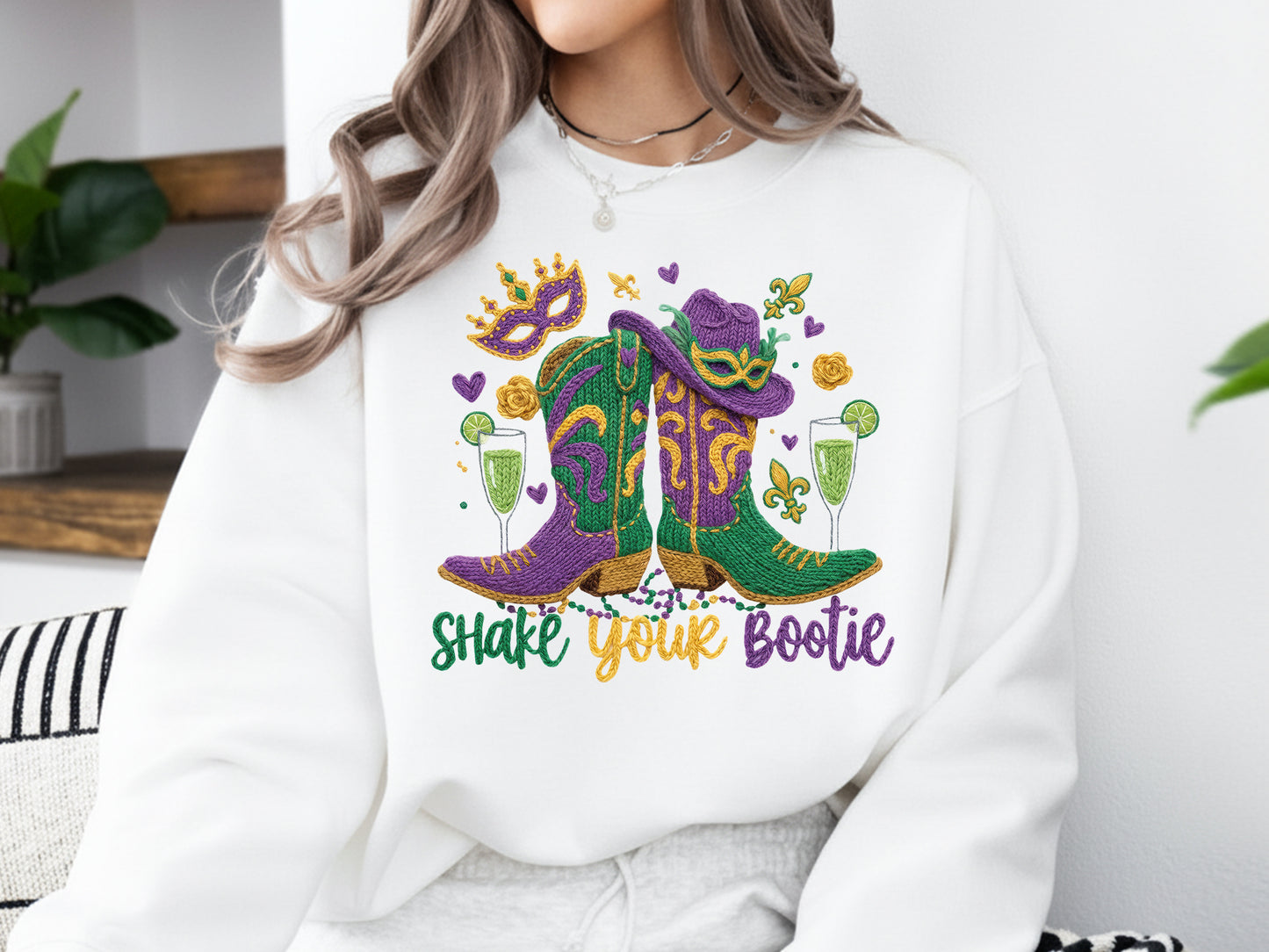 Shake Your Bootie, Faux Yarn Mardi Gras Sublimation