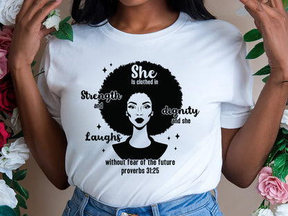 She is Clothed in Strength and Dignity - Black Girl SVG