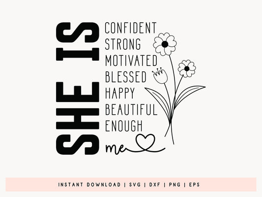 She is Confident Strong - Afro Black Girl Magic SVG