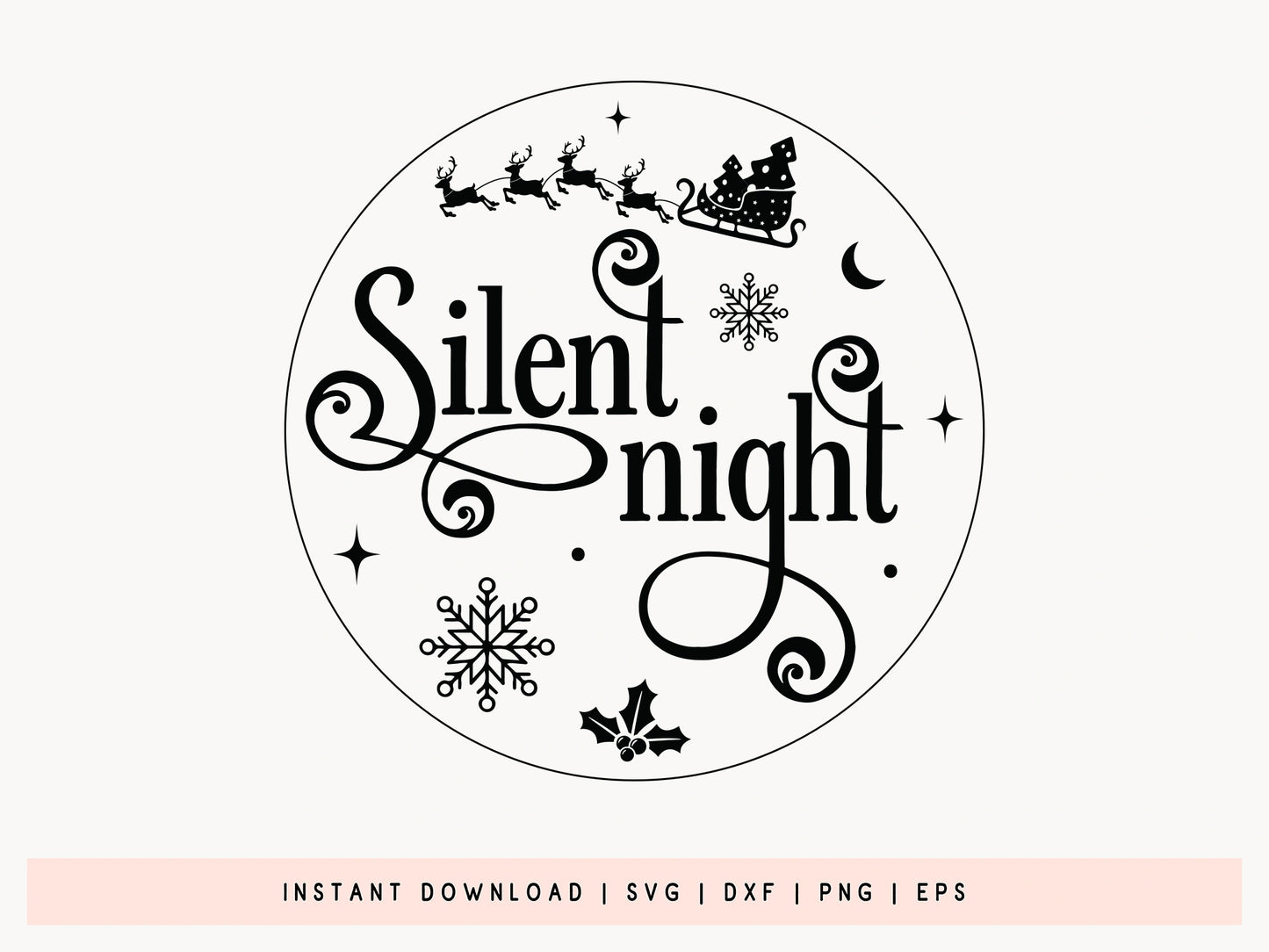 Silent Night - Best Christmas Ornament SVG Design