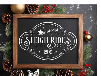 Sleigh Rides - Wooden Christmas Farmhouse Sign SVG