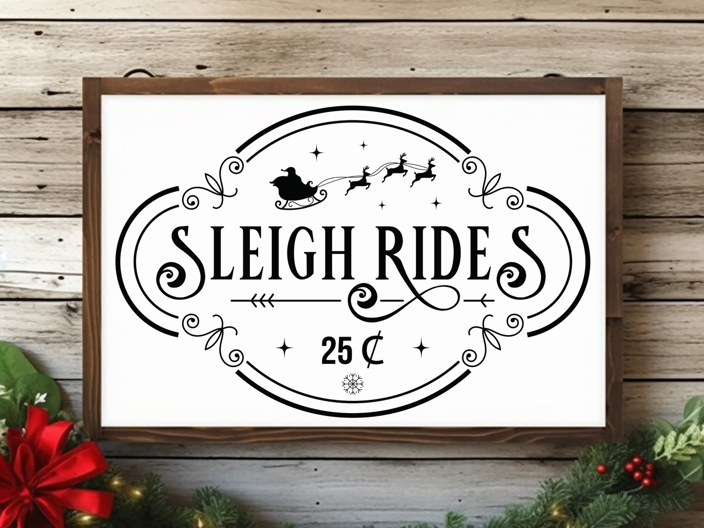 Sleigh Rides - Wooden Christmas Farmhouse Sign SVG