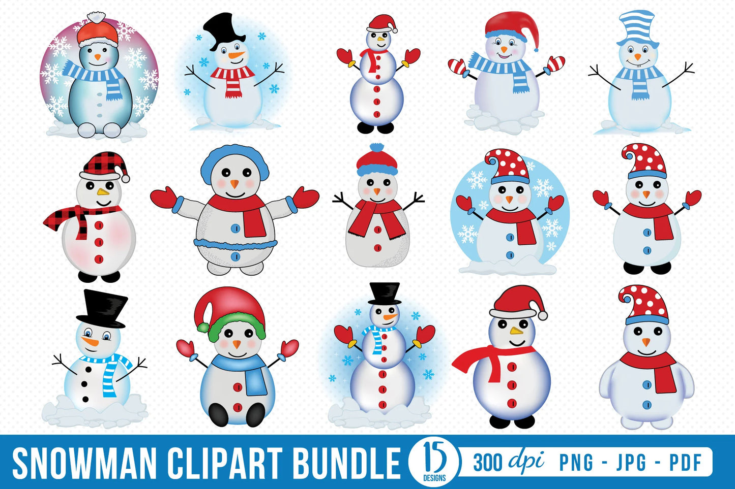 Snowman Clipart Bundle PNG