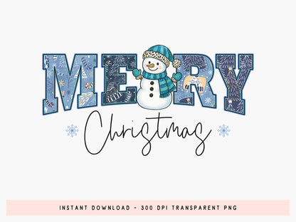 Snowman Merry Christmas Sublimation Transfer
