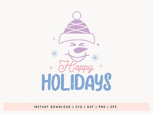 Snowman SVG File - Happy Holidays