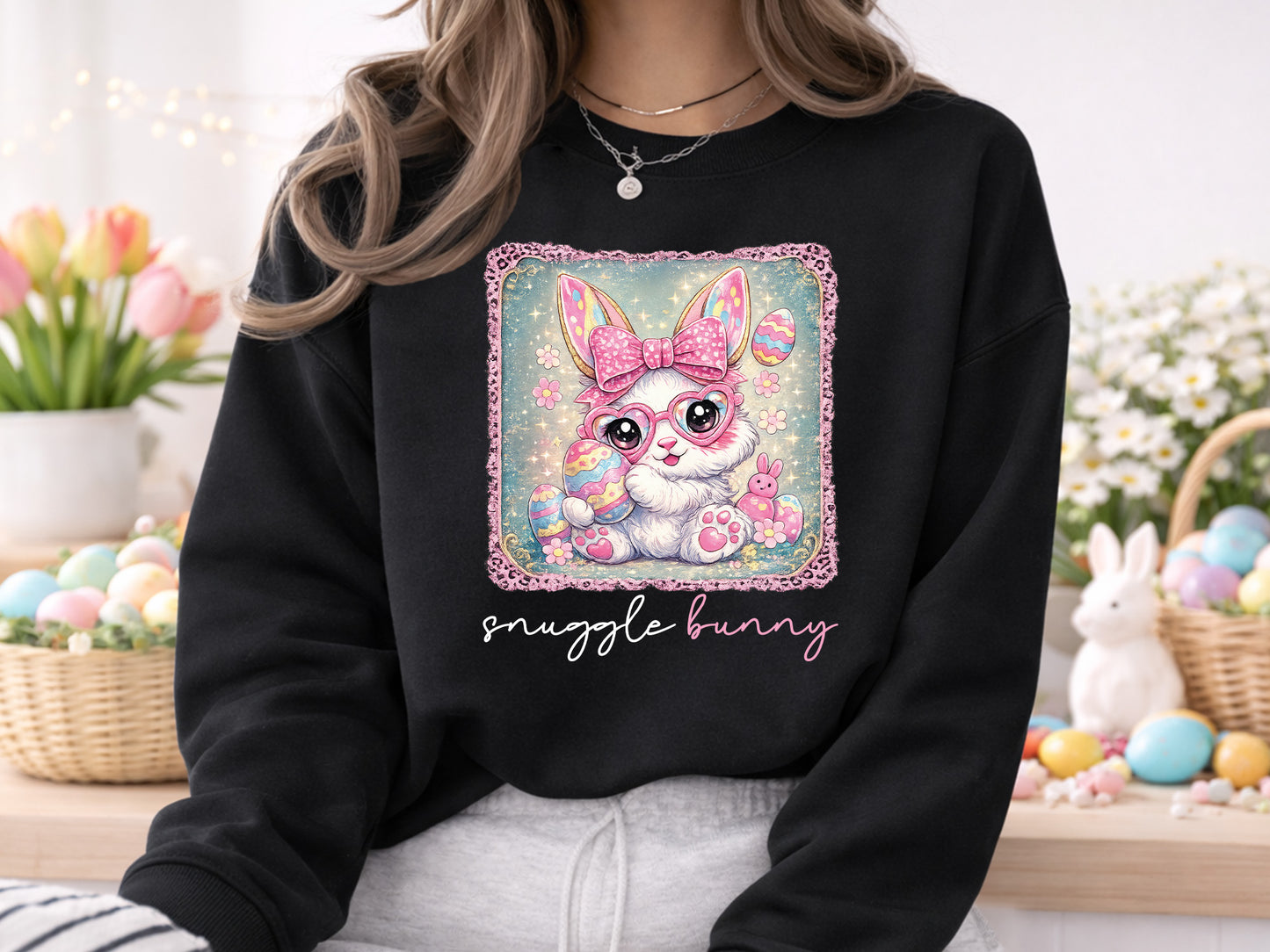 Snuggle Bunny, Easter Preppy Sublimation PNG