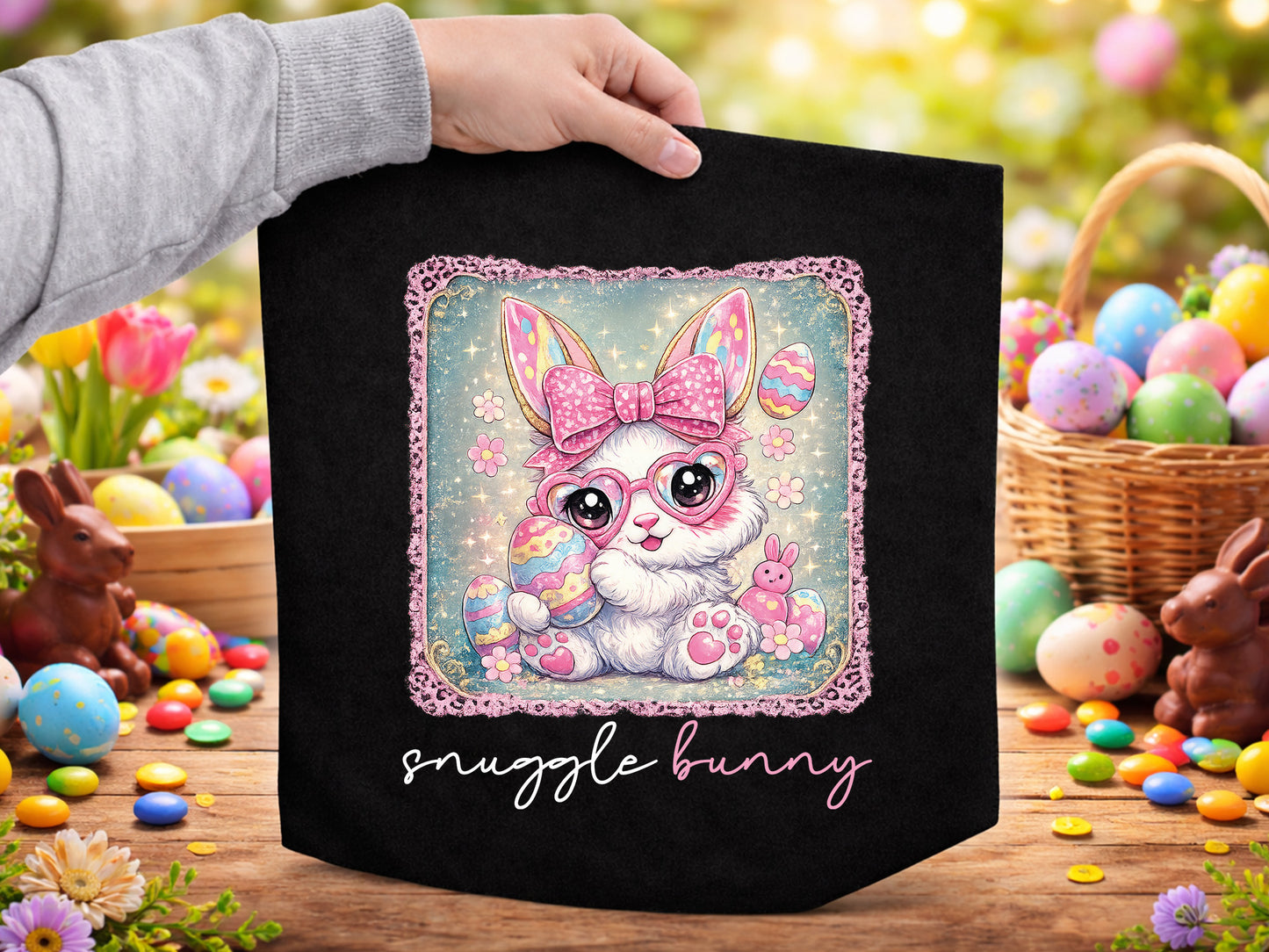 Snuggle Bunny, Easter Preppy Sublimation PNG