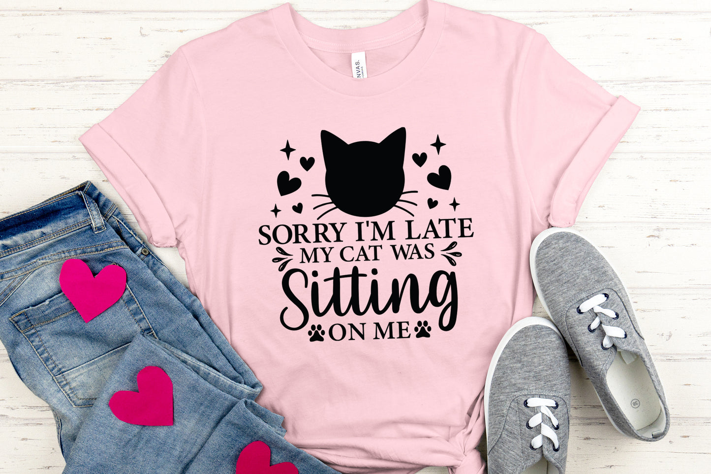 Sorry I'm Late My Cat was Sitting on Me Quote SVG