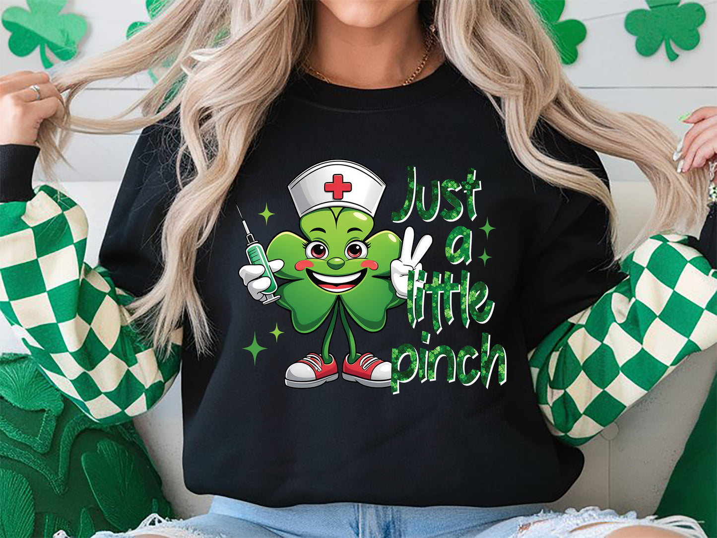 St. Patricks Day Nurse PNG Sublimation, Just A Little Pinch