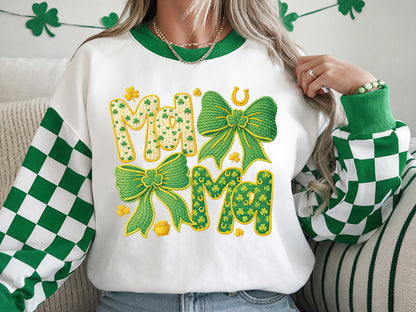 St Patrick's Day Faux Yarn Coquette Mama PNG