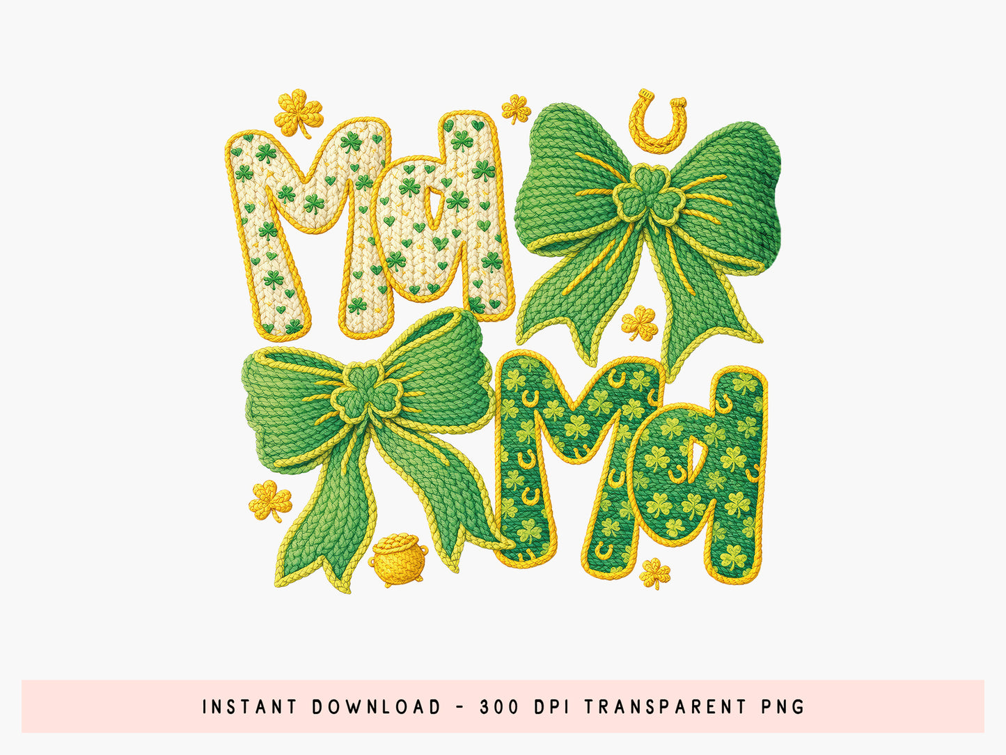 St Patrick's Day Faux Yarn Coquette Mama PNG