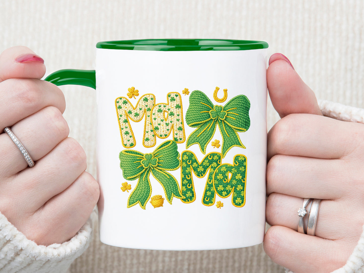 St Patrick's Day Faux Yarn Coquette Mama PNG