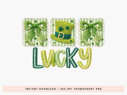 St Patrick's Day Faux Yarn Lucky Sublimation PNG