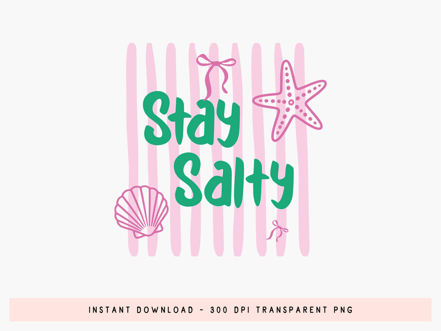 Stay Salty, Coastal Summer Striped PNG
