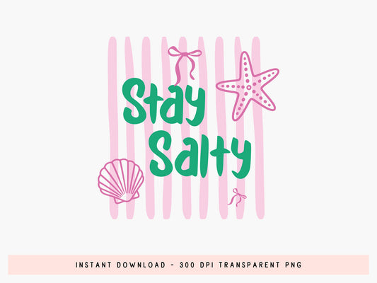 Stay Salty, Coastal Summer Striped PNG